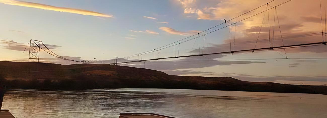 Pipeline bridge over the Snake River at sunset