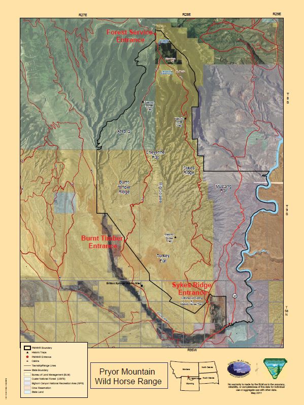 Pryor Mountains Wild Horse Range HMA Map