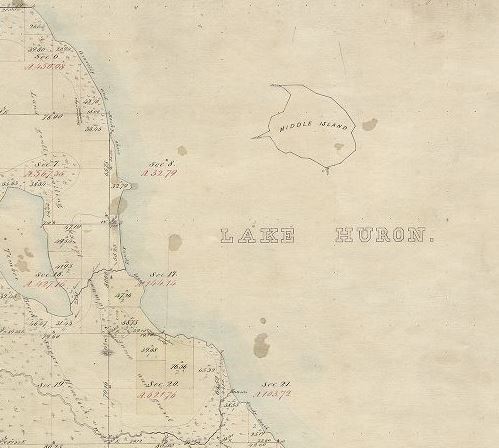 April 6, 1857 Middle Island Michigan survey plat