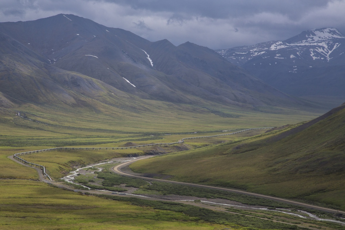 The Trans-Alaska Pipeline and the Koyukuk River paralleling the Dalton Highway, Alaska, photo by Bob Wick, BLM
