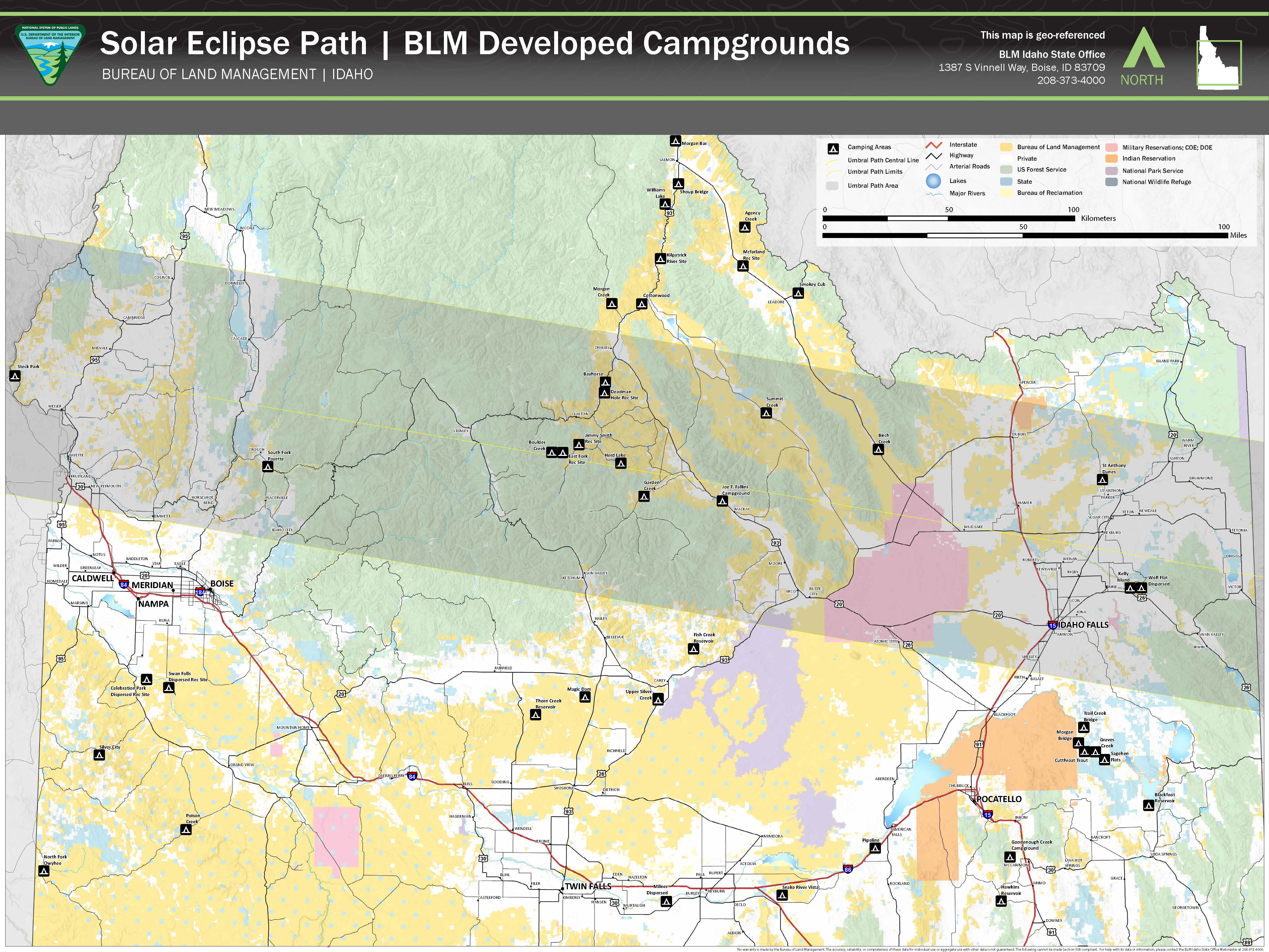 Media Center Public Room Idaho Solar Eclipse 2017 Map Bureau Of Land Management 8601