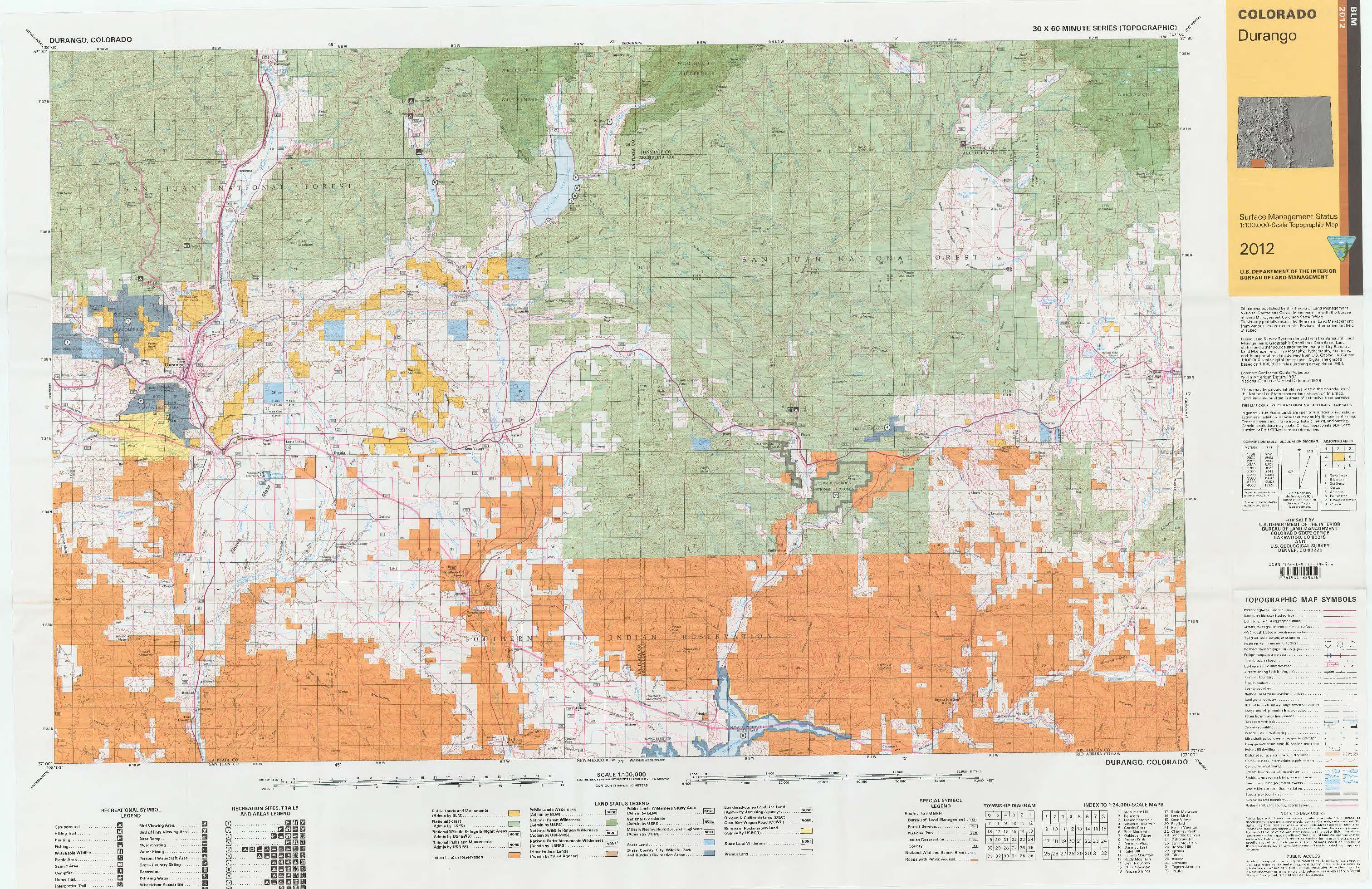 Co Surface Management Status Durango Map Bureau Of Land Management