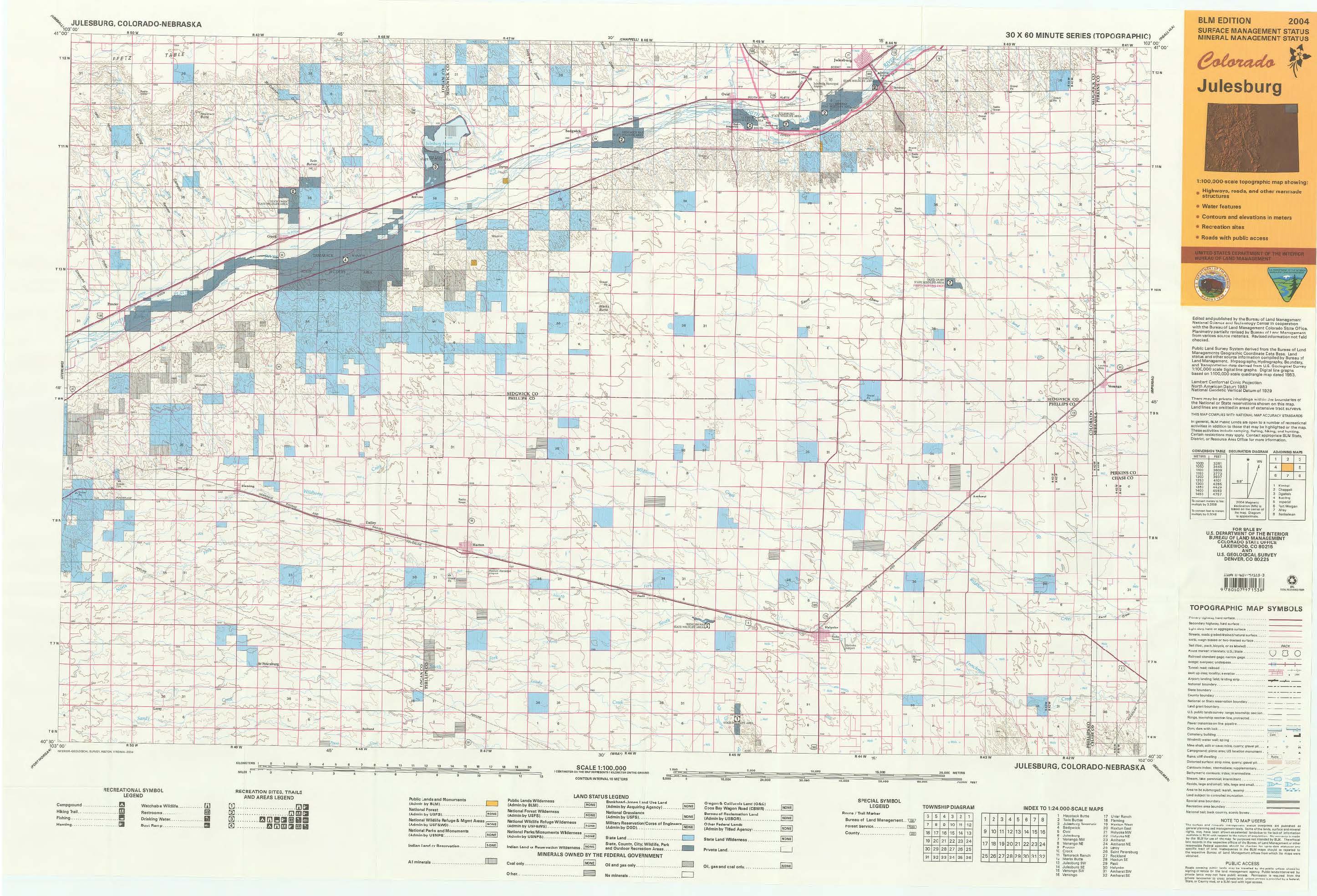 Co Surface Management Status Julesburg Map Bureau Of Land Management 4976