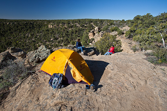 Couple camping outside of Cuba, New Mexico