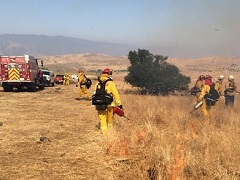 Firefighters conduct a controlled burn of dry brush.  Photo by the BLM.