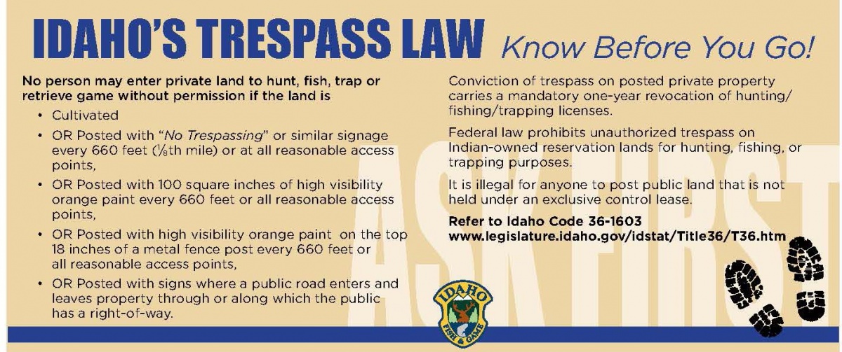 Idaho's Tresspass Law info graphic