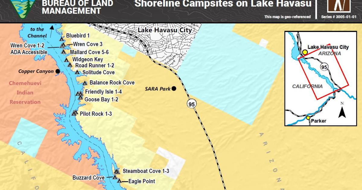 Copper Canyon Lake Havasu Map Lake Havasu Shoreline Campsites Map | Bureau Of Land Management