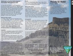 This is an image of the factory butte recreation brochure that provides recreation and safety tips.