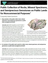 First page screen shot of Rock Collection (rockhounding) on Public Lands frequently asked questions
