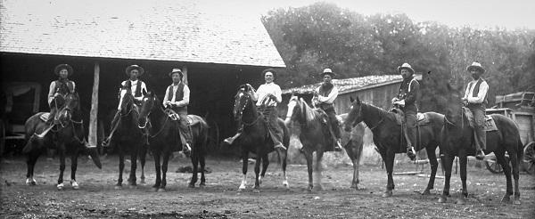 Prim "Tebo" Ortego and fellow buckaroos in southeast Oregon