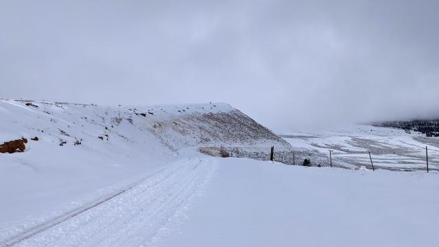 Snow covered Muddy Mountain access road, Dec. 15, 2020.