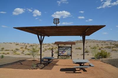 Ramada and picnic tables in the Desert.