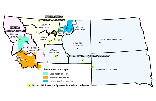 A map showing investments through BIL and IRA