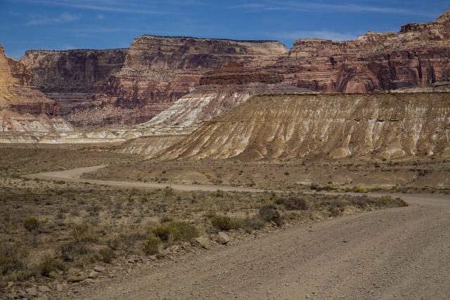 Roads winding in the San Rafael Swell.