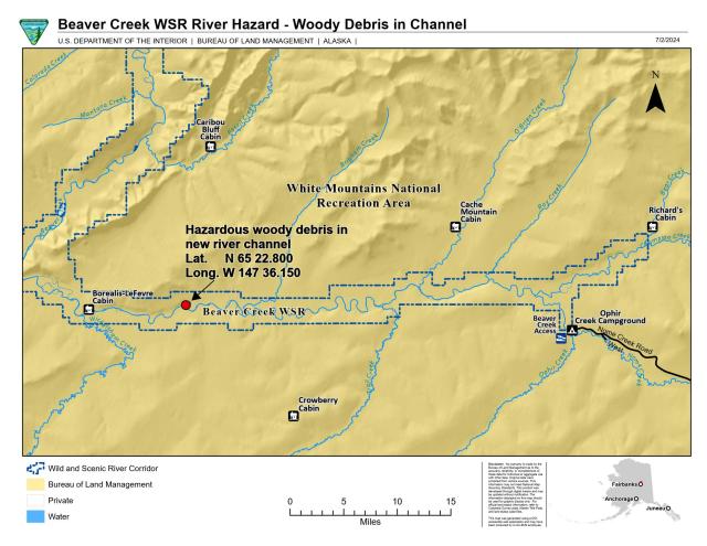 Beaver Creek Wild and Scenic River hazard location map