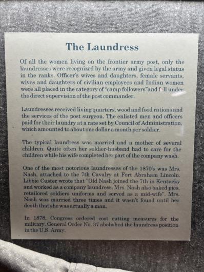 Five paragraphs of text about laundresses on frontier Army posts. 