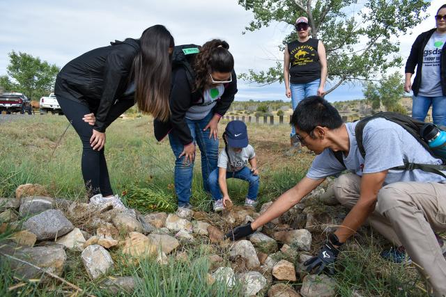  Volunteers fix a check dam in an arroyo in the Rob Jaggers Campground.