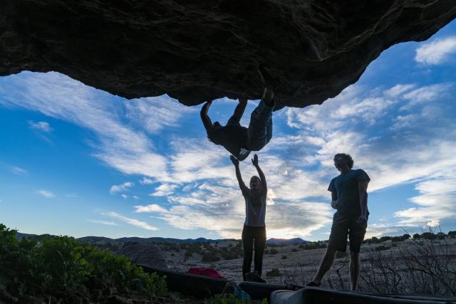 Visitors bouldering in the Box recreation area.