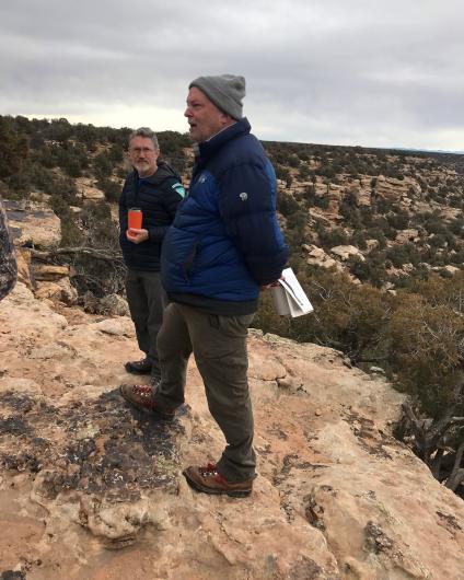 Monument Manager Ray O’Neil discusses management challenges on a field tour of Painted Hand Pueblo with the Southwest Resource Advisory Council. Photo: BLM