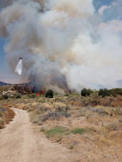 Fire crews extinguish the Grove 2 Fire. Photo by Rex Hambly, BLM.