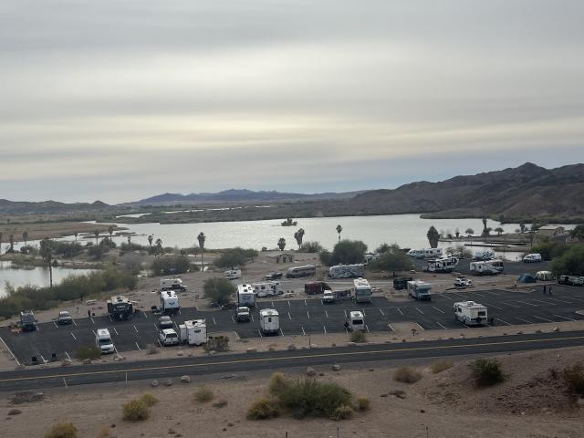 a campsite near a lake side