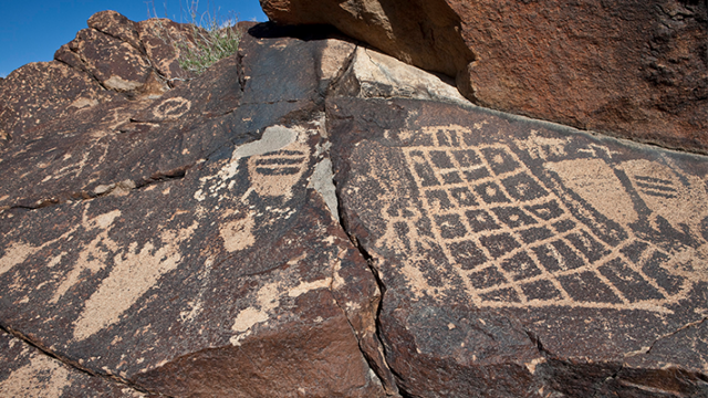 Close up image of petroglyphs