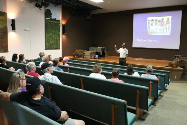 blm employee giving a lecture in the flagstaff gallery