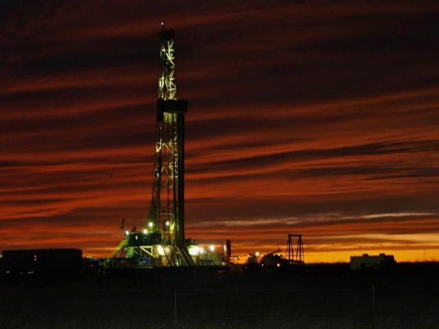 Oil Drilling Rig at night