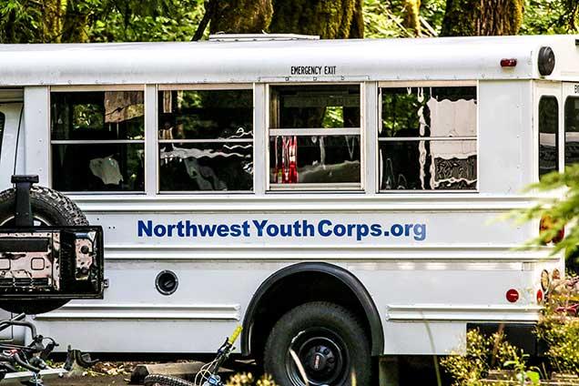 bus with markings saying northwest youth corps dot org