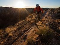 A mountain biker on the White Ridge Trails System in New Mexico.