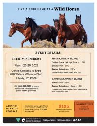 BLM TO HOST WILD HORSE AND BURRO EVENT IN LIBERTY, KENTUCKY
