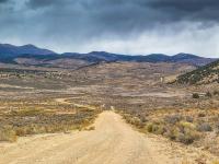 A dirt road leading into Japanese Valley within the Valley Mountains, west of Fayette, Utah, in Sanpete County.  