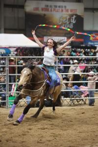 Idaho mustang trainer Emily Hickey performs with her horse "Ford Mustang"