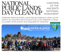 Flyer promoting NPLD Sand Canyon cleanup in Canyons of the Ancients NM