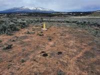 Monitoring well, a small protrusion on the ground in a desert landscape