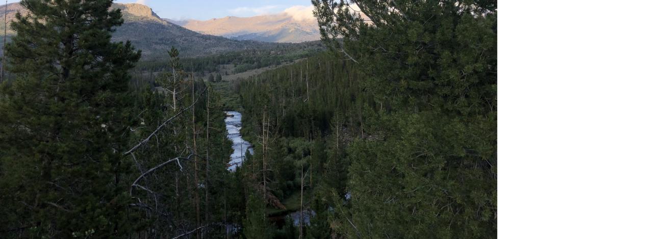 View of the Sweetwater River and the Wind River Mountains from above the Sweetwater Guard Station Campground