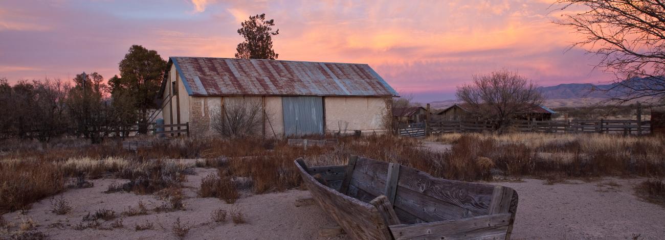 Las Cienegas National Conservation Areas with the sun setting. Photo by Bob Wick.