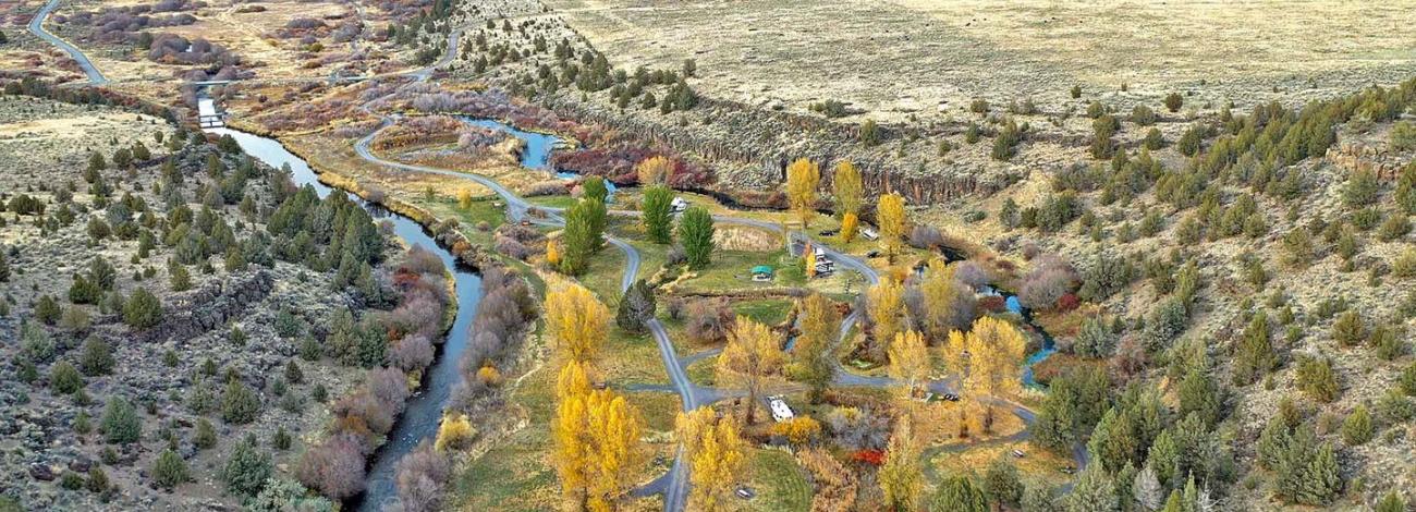 Arial view of Page Springs Campground from nearby bluff