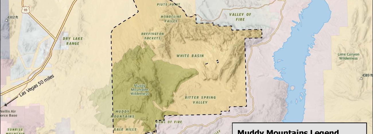 map showing Muddy Mountains Special Recreation Management Area