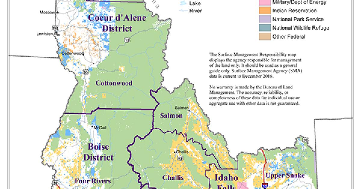 Blm Idaho Field And District Administrative Boundaries Bureau Of Land Management 9249