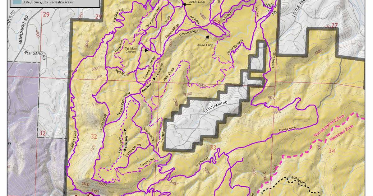 Bangs Special Recreation Management Area Lunch Loops Area Map Bureau Of Land Management 0288