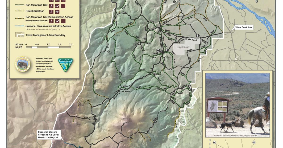 Wilson Creek Georeferenced Travel Map Bureau Of Land Management 6147