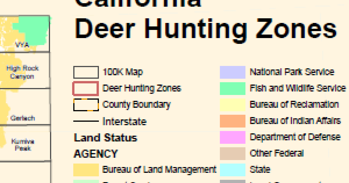 California Deer Hunting Zones Map  Bureau of Land Management