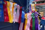 Winner ribbons on display in a colorful array at Forever Branded Bonanza at the Nebraska State Fair