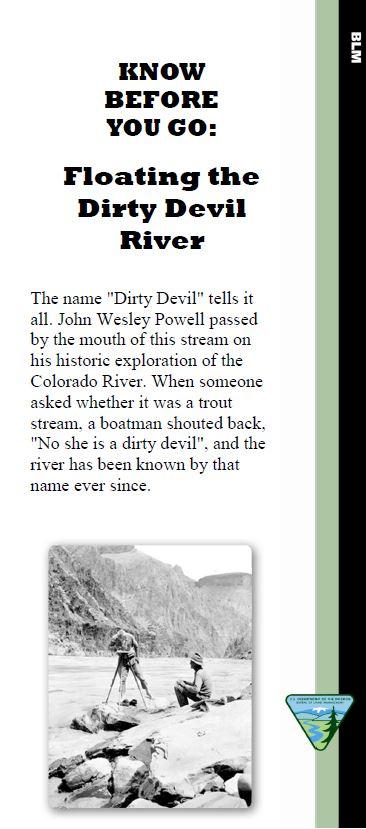 Floating the Dirty Devil River brochure.