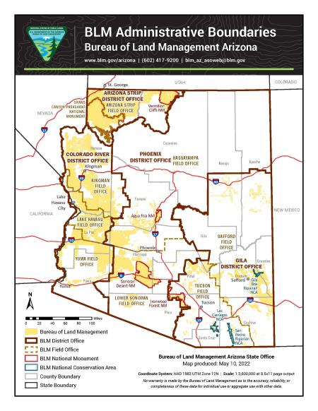 Blm Arizona Administrative Boundaries Bureau Of Land Management 5689