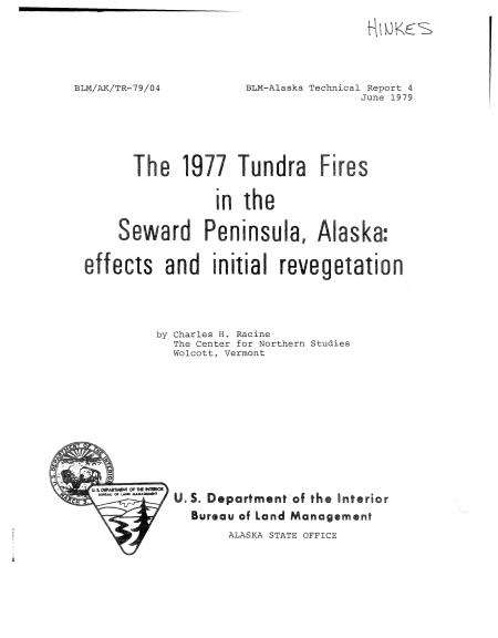 THE 1977 TUNDRA FIRES IN THE SEWARD PENINSULA cover