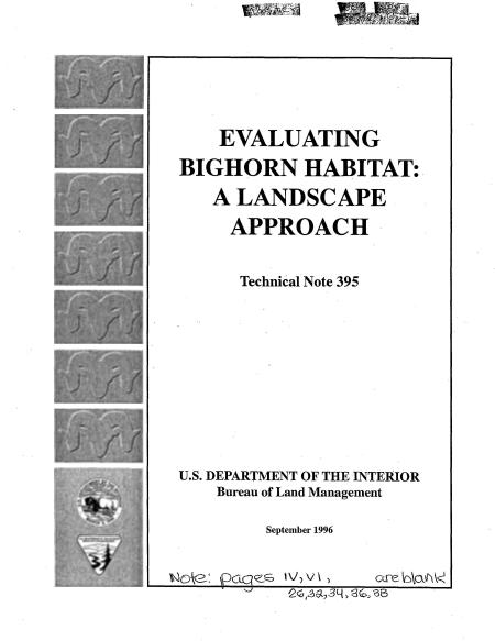 Evaluating Bighorn Habitat: A Landscape Approach cover