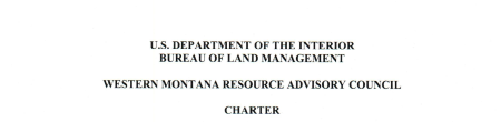 Department of the Interior Bureau of Land Management Western Montana RAC Charter