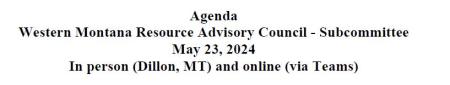 Agenda header for WMT RAC Subcom Meeting on May 23, 2024